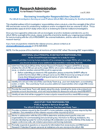Thumbnail of Reviewing Investigator Checklist